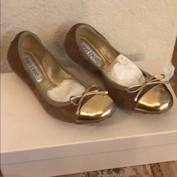 Jimmy Choo Suede Mirror Lea Flats - Picture 2 of 3